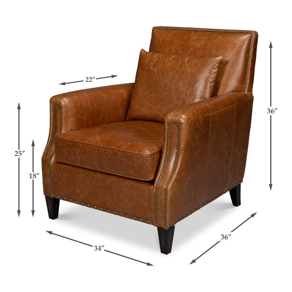 Dimension drawing for Contemporary Brown Leather Chair