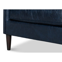 Contemporary Blue Leather Sofa with Track Arms - additional view