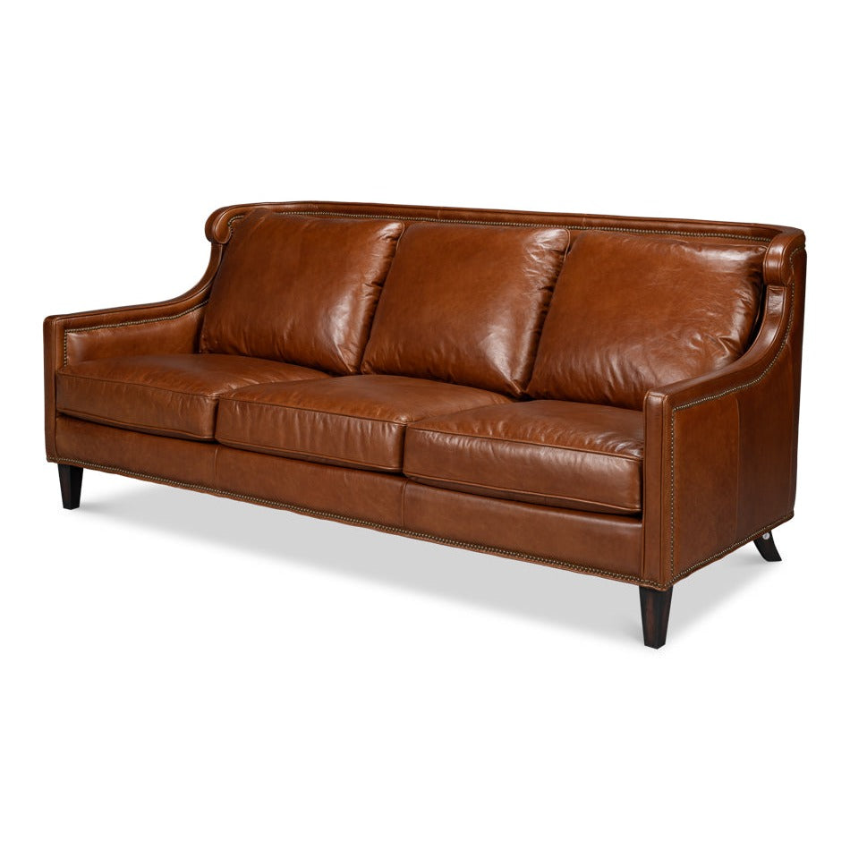 Contemporary Brown Leather Sofa