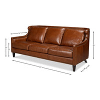 Dimension drawing for Contemporary Brown Leather Sofa