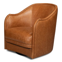 Swivel Brown Leather Chair