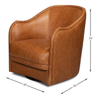 Dimension drawing for Swivel Brown Leather Chair