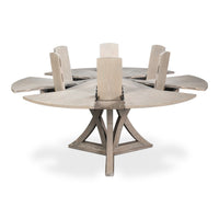 Transitional Round Jupe Dining Table, Medium – Grey Oak with Splayed Pedestal Base - additional view