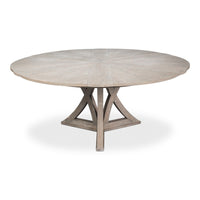 Transitional Round Jupe Dining Table, Medium – Grey Oak with Splayed Pedestal Base - additional view