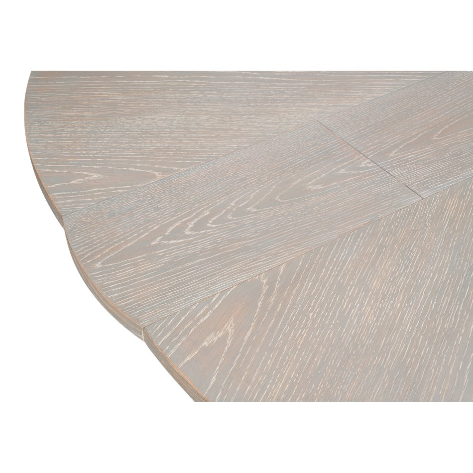 Transitional Round Jupe Dining Table, Large – Grey Oak with Sculptural X-Form Pedestal - additional view