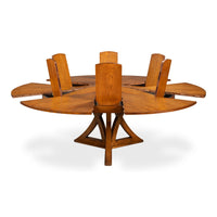 Transitional Round Jupe Dining Table, Large – Light Brown Oak with Sculptural X-Form Pedestal - additional view