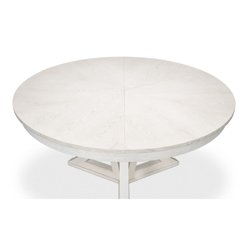 Transitional Round Jupe Dining Table, Large – White Oak with Sculptural X-Form Pedestal - additional view