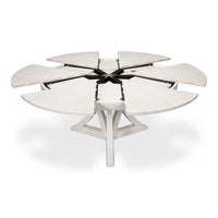 Transitional Round Jupe Dining Table, Large – White Oak with Sculptural X-Form Pedestal - additional view