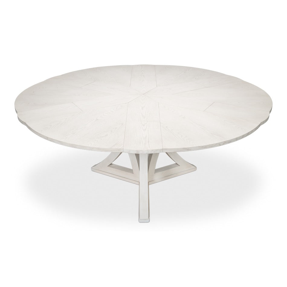 Transitional Round Jupe Dining Table, Large – White Oak with Sculptural X-Form Pedestal - additional view