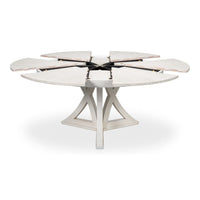 Transitional Round Jupe Dining Table, Large – White Oak with Sculptural X-Form Pedestal - additional view