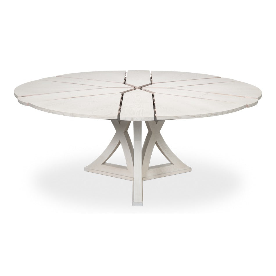 Transitional Round Jupe Dining Table, Large – White Oak with Sculptural X-Form Pedestal - additional view
