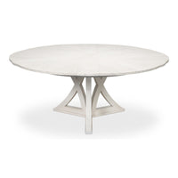 Transitional Round Jupe Dining Table, Large – White Oak with Sculptural X-Form Pedestal - additional view