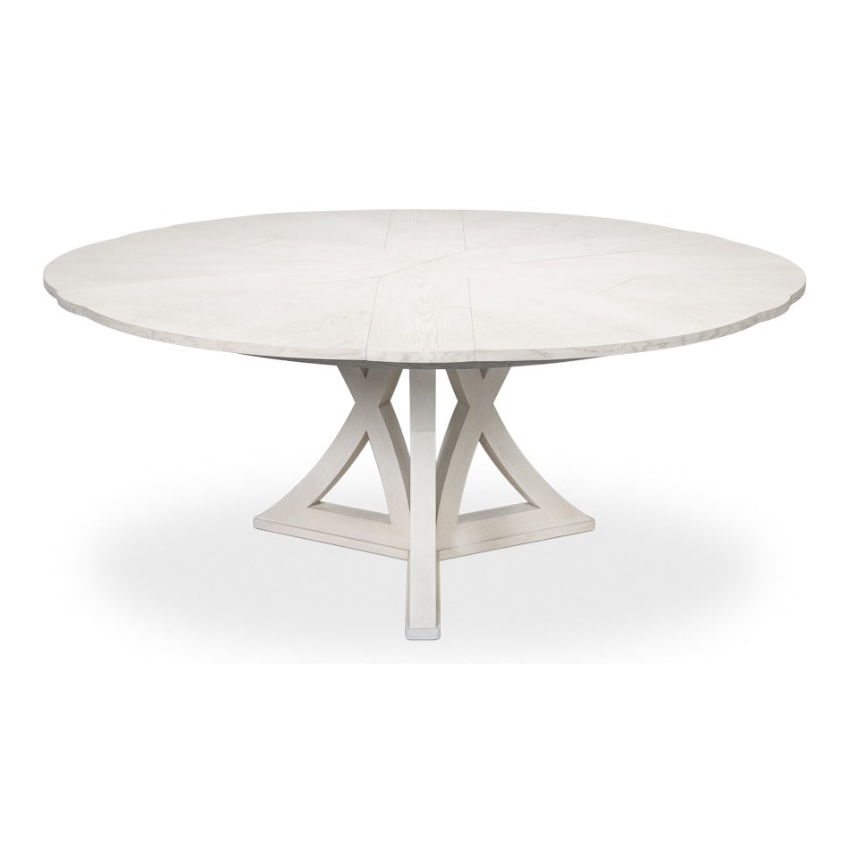 Transitional Round Jupe Dining Table, Large – White Oak with Sculptural X-Form Pedestal - additional view