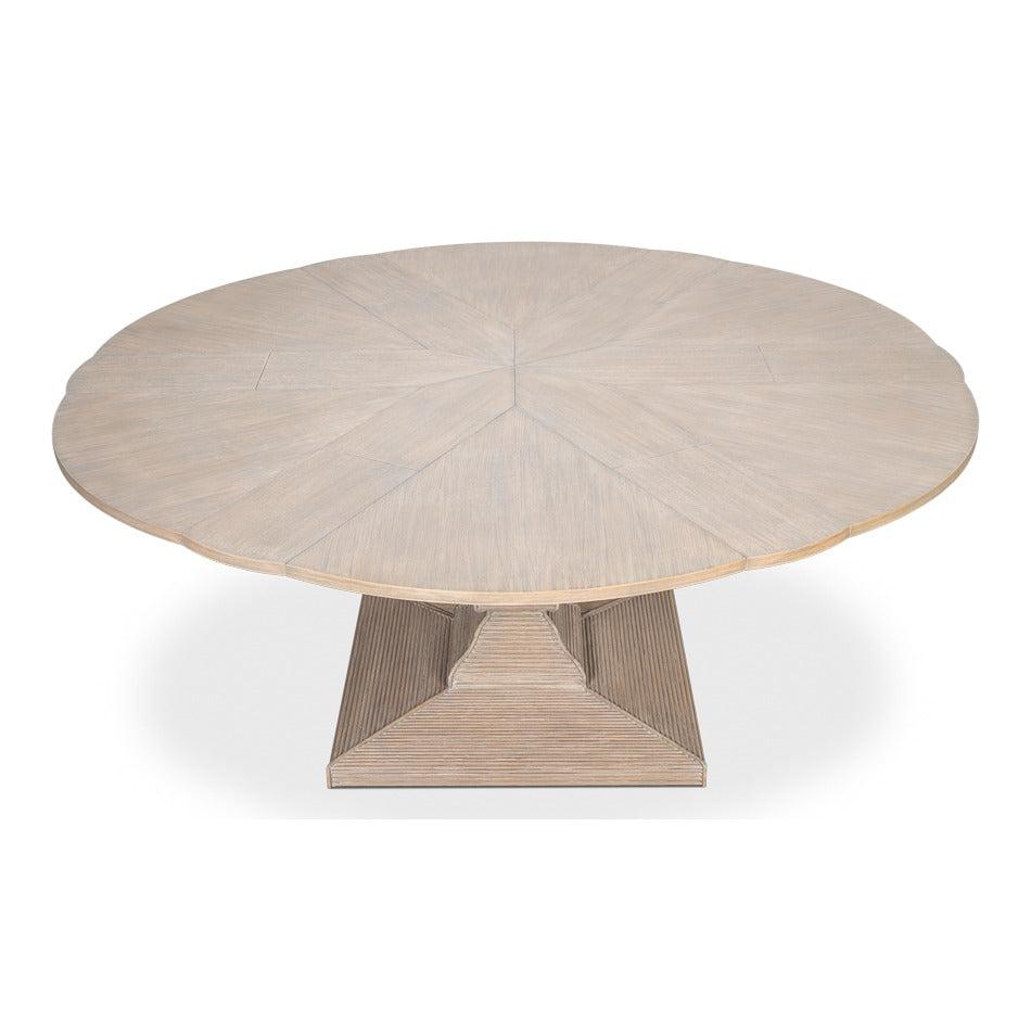 Traditional Round Jupe Dining Table, Medium – Grey Oak with Faux Bois Pedestal - additional view