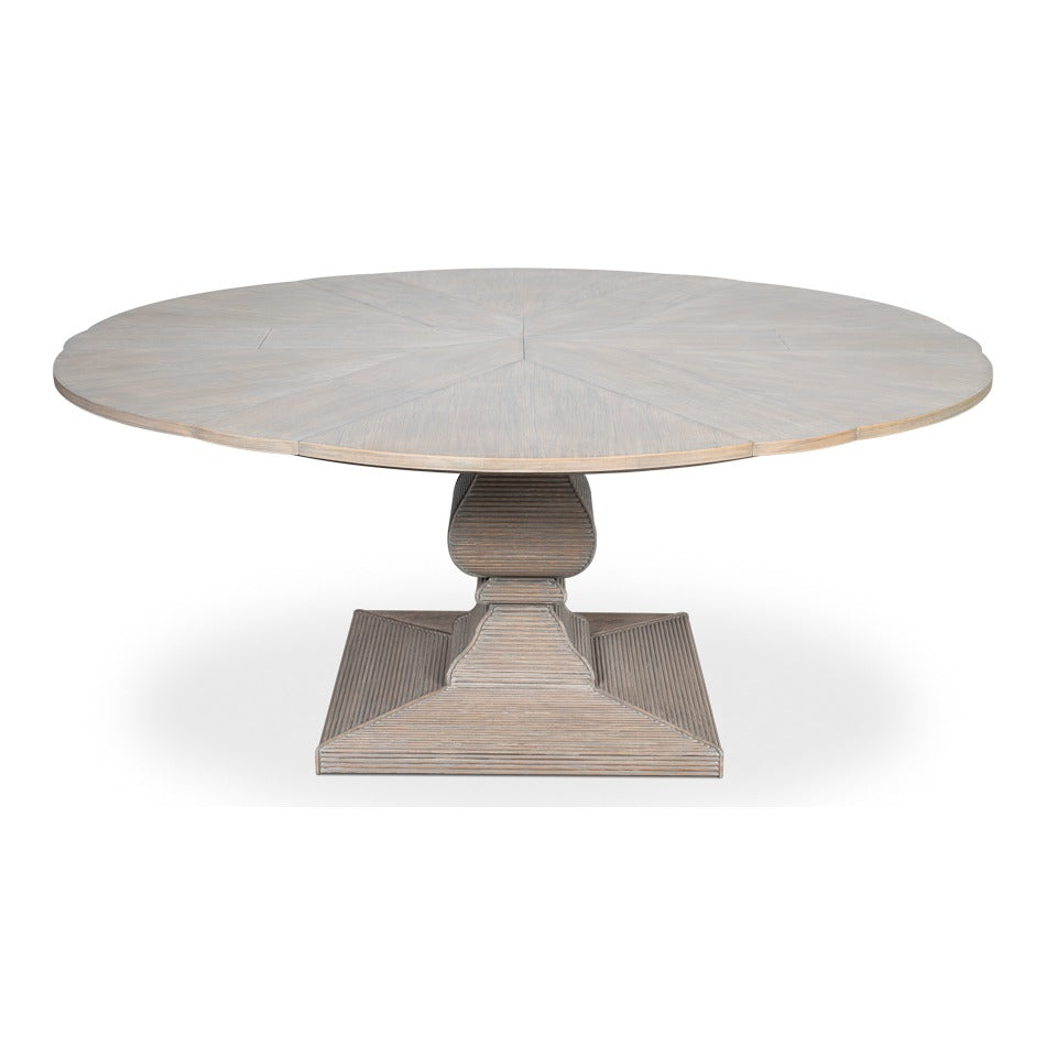 Traditional Round Jupe Dining Table, Medium – Grey Oak with Faux Bois Pedestal - additional view