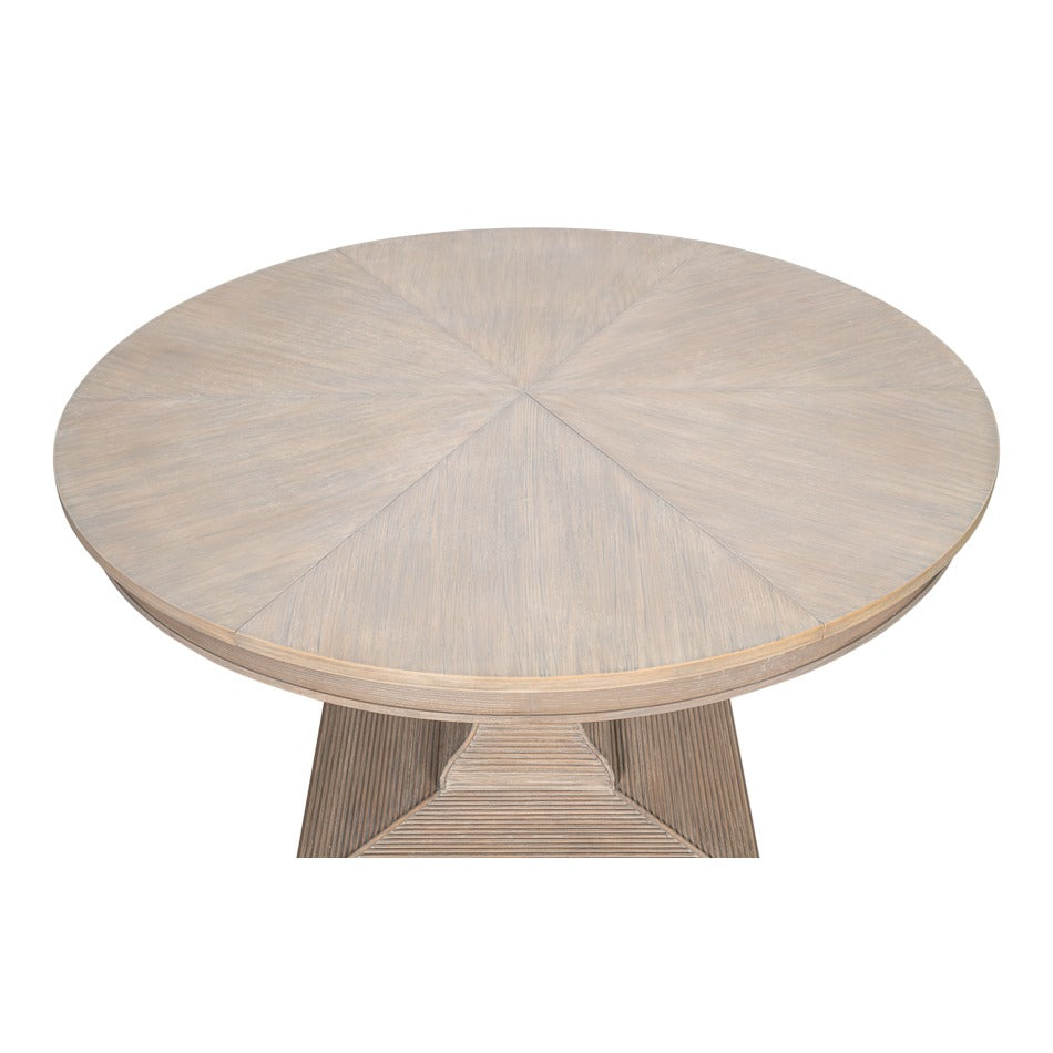 Traditional Round Jupe Dining Table, Medium – Grey Oak with Faux Bois Pedestal - additional view