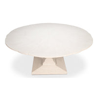 Round White Reeded Pedestal Jupe Dining Table with Expanding Top - additional view