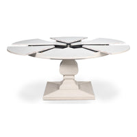 Round White Reeded Pedestal Jupe Dining Table with Expanding Top - additional view