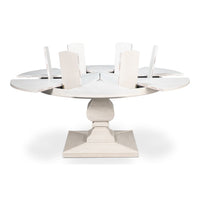 Round White Reeded Pedestal Jupe Dining Table with Expanding Top - additional view