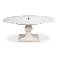 Round White Reeded Pedestal Jupe Dining Table with Expanding Top - additional view