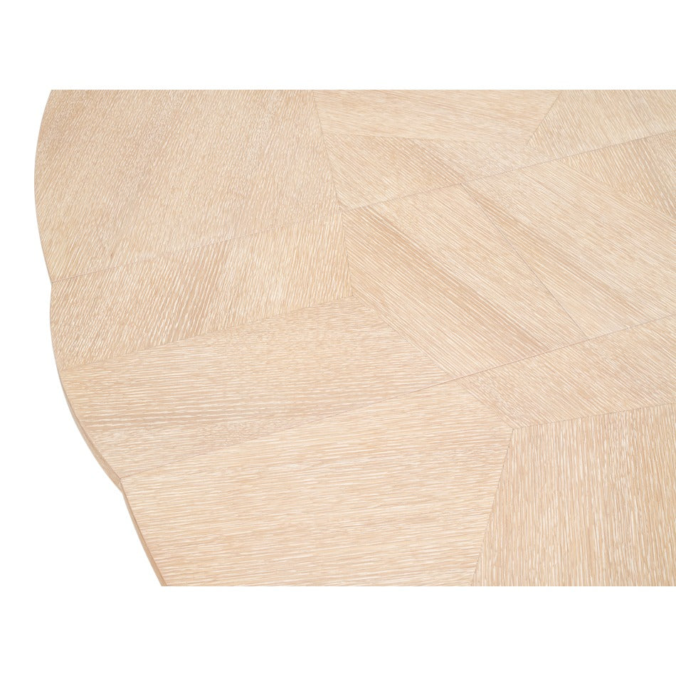 Transitional Round Jupe Dining Table, Medium – Bleached Oak with Faceted Pedestal Base - additional view