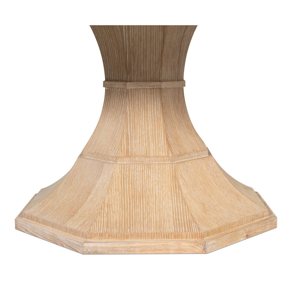 Transitional Round Jupe Dining Table, Medium – Bleached Oak with Faceted Pedestal Base - additional view
