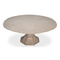 Transitional Round Jupe Dining Table, Medium – Grey Oak with Faceted Pedestal Base - additional view