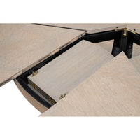 Transitional Round Jupe Dining Table, Medium – Grey Oak with Faceted Pedestal Base - additional view