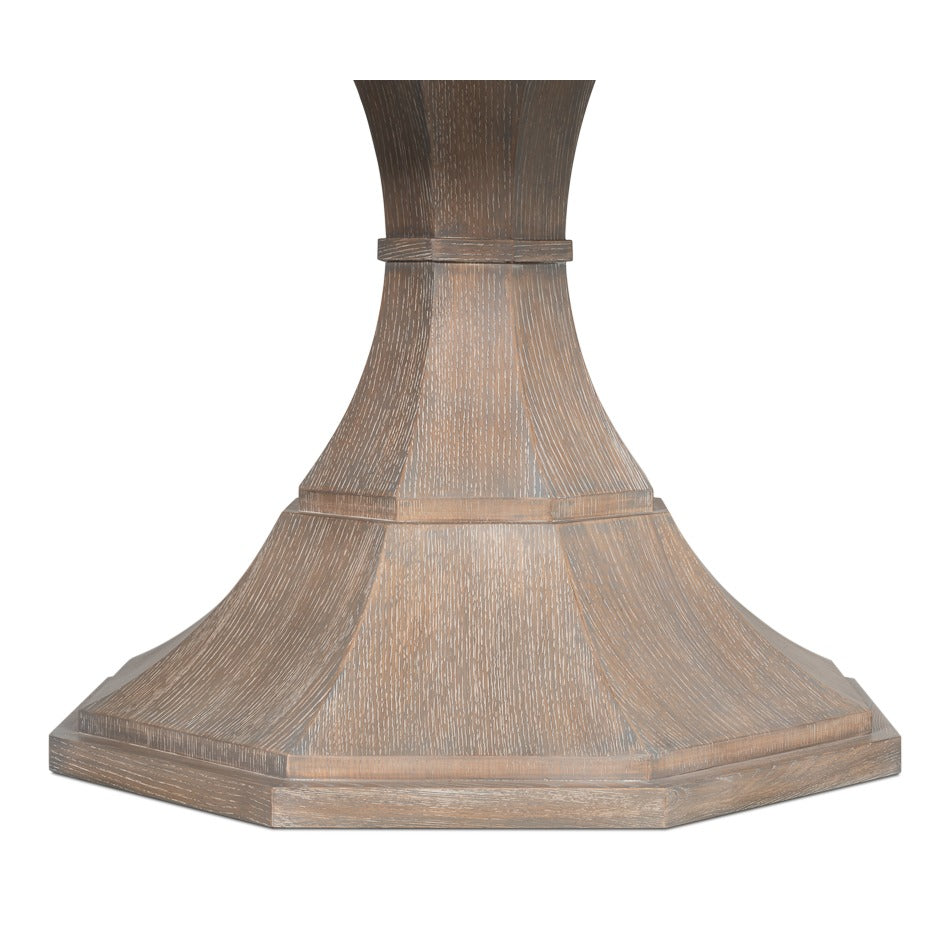 Transitional Round Jupe Dining Table, Medium – Grey Oak with Faceted Pedestal Base - additional view