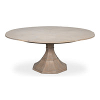 Transitional Round Jupe Dining Table, Medium – Grey Oak with Faceted Pedestal Base - additional view