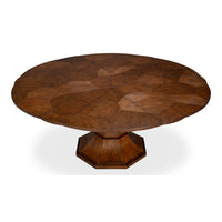 Transitional Round Jupe Dining Table, Medium – Warm Brown Oak with Faceted Pedestal Base - additional view