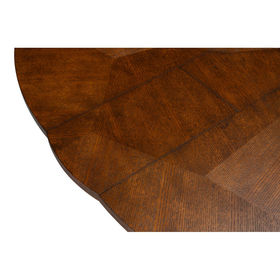 Transitional Round Jupe Dining Table, Medium – Warm Brown Oak with Faceted Pedestal Base - additional view