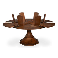 Transitional Round Jupe Dining Table, Medium – Warm Brown Oak with Faceted Pedestal Base - additional view
