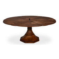 Transitional Round Jupe Dining Table, Medium – Warm Brown Oak with Faceted Pedestal Base - additional view