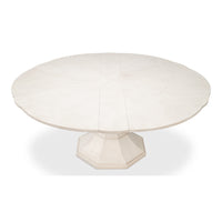Transitional Round Jupe Dining Table, Medium – White Oak with Faceted Pedestal Base - additional view