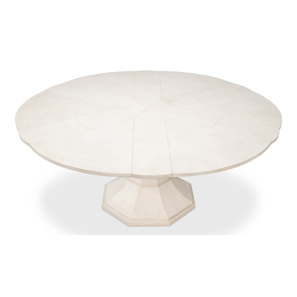 Transitional Round Jupe Dining Table, Medium – White Oak with Faceted Pedestal Base - additional view