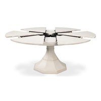 Transitional Round Jupe Dining Table, Medium – White Oak with Faceted Pedestal Base - additional view