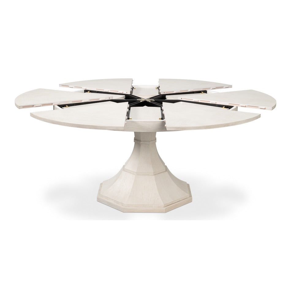 Transitional Round Jupe Dining Table, Medium – White Oak with Faceted Pedestal Base - additional view