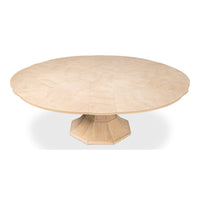 Transitional Round Jupe Dining Table, Large – Bleached Oak with Faceted Pedestal - additional view