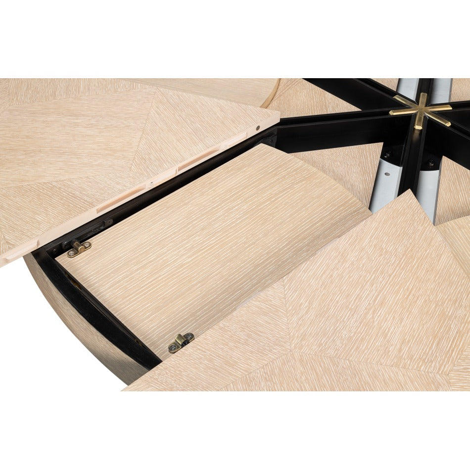 Transitional Round Jupe Dining Table, Large – Bleached Oak with Faceted Pedestal - additional view