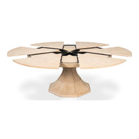 Transitional Round Jupe Dining Table, Large – Bleached Oak with Faceted Pedestal - additional view