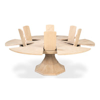 Transitional Round Jupe Dining Table, Large – Bleached Oak with Faceted Pedestal - additional view