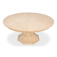 Transitional Round Jupe Dining Table, Large – Bleached Oak with Faceted Pedestal - additional view