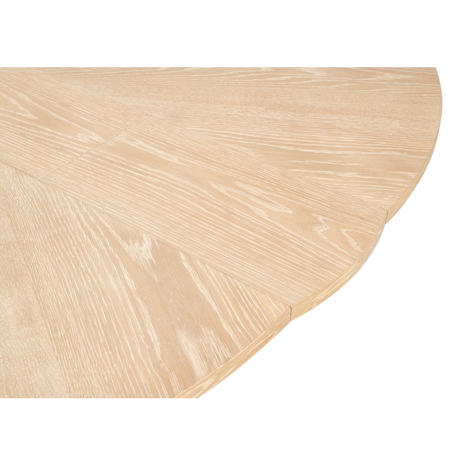 Transitional Round Jupe Dining Table, Medium – Bleached Oak with Hammered Iron Accents - additional view