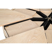 Transitional Round Jupe Dining Table, Medium – Bleached Oak with Hammered Iron Accents - additional view