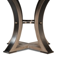 Transitional Round Jupe Dining Table, Medium – Grey Oak with Hammered Iron Accents - additional view