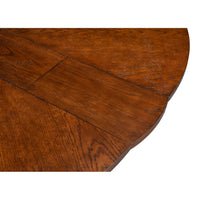 Transitional Round Jupe Dining Table, Medium – Warm Brown Oak with Hammered Iron Accents - additional view