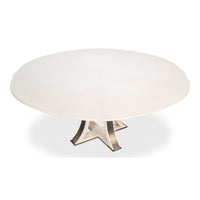Transitional Round Jupe Dining Table, Medium – White Oak with Iron Pedestal - additional view