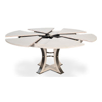 Transitional Round Jupe Dining Table, Medium – White Oak with Iron Pedestal - additional view