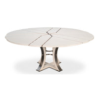 Transitional Round Jupe Dining Table, Medium – White Oak with Iron Pedestal - additional view